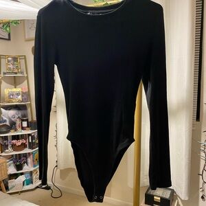 Black Long Sleeve Crew Neck Bodysuit